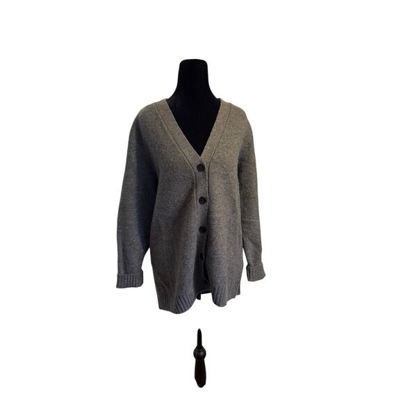 ZARA Women’s Gray Knit Sweater Size Small Ribbed Long Sleeve Wool Blend Cardigan - Picture 1 of 7